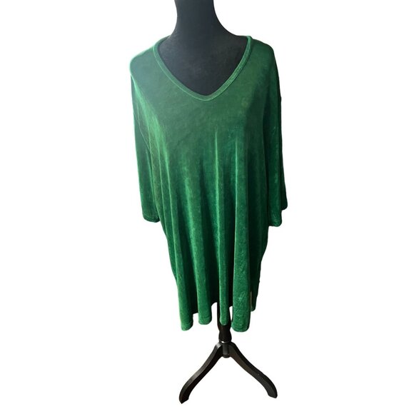 Plus By Peggy Lutz Green Textured Slinky Cardigan Short Sleeve Top Set 18/20 - Picture 4 of 11